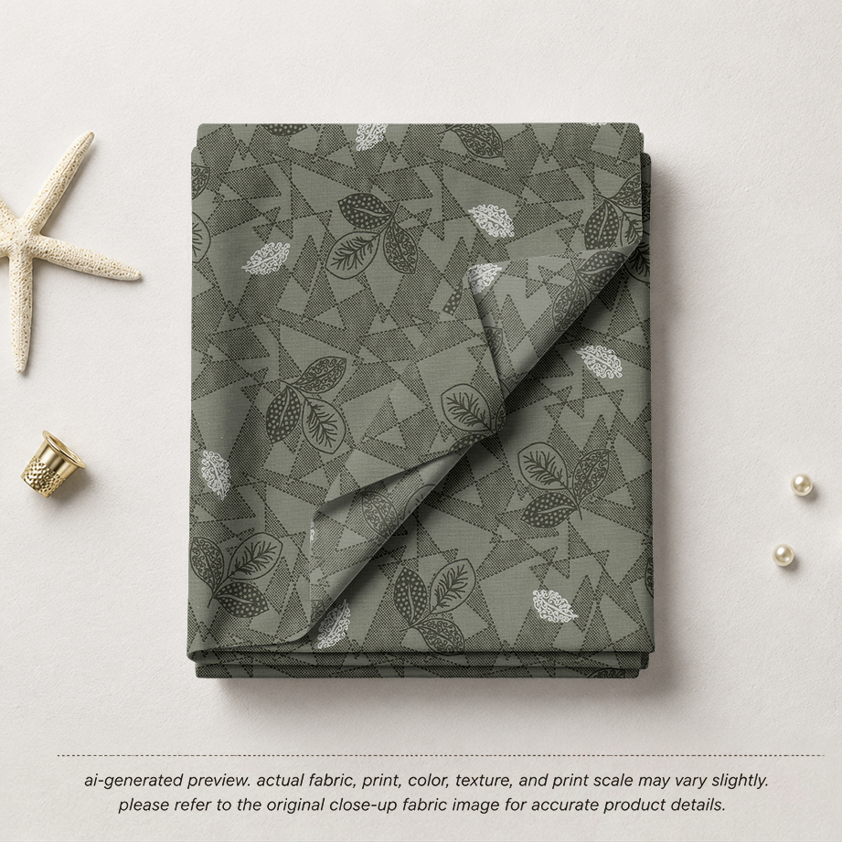 Sage Geo Leaf Cotton