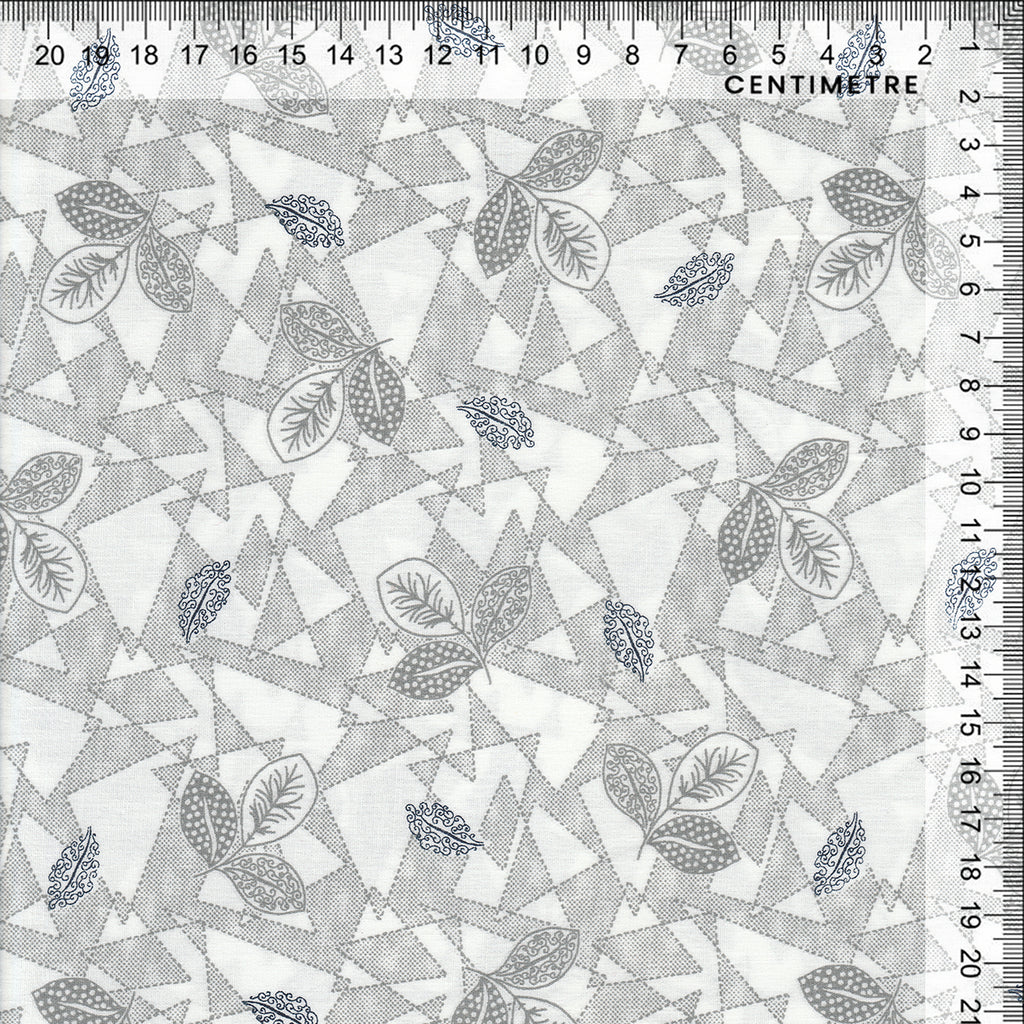 Grey Geometric Botanical Cotton