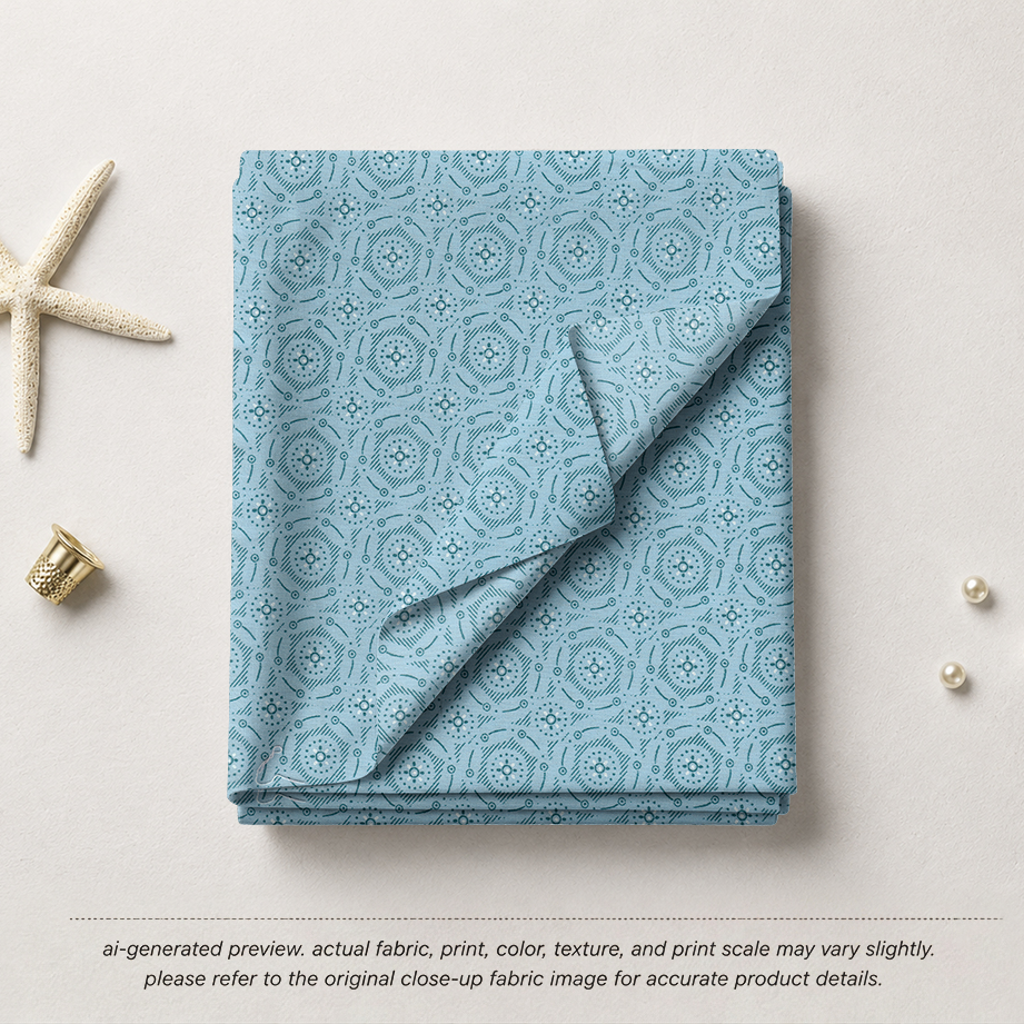 Sky Blue Mandala Geometric Cotton