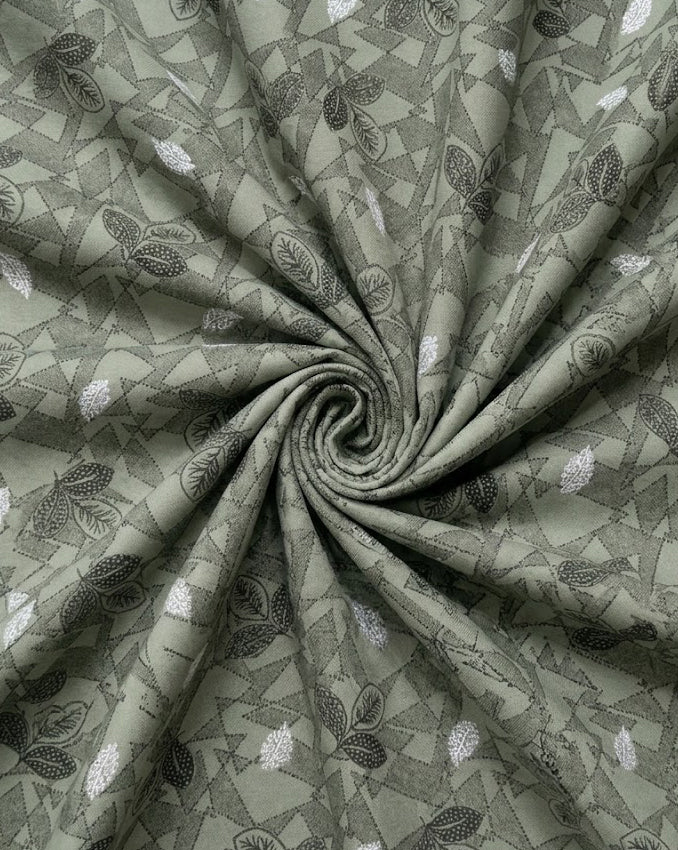 Sage Geo Leaf Cotton