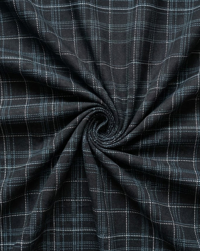 Black & Teal Dotted Windowpane Check