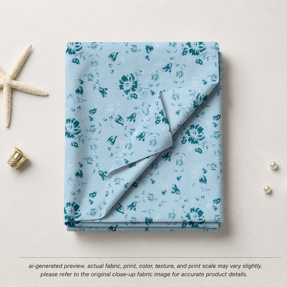 Powder Blue Ditsy Floral Print