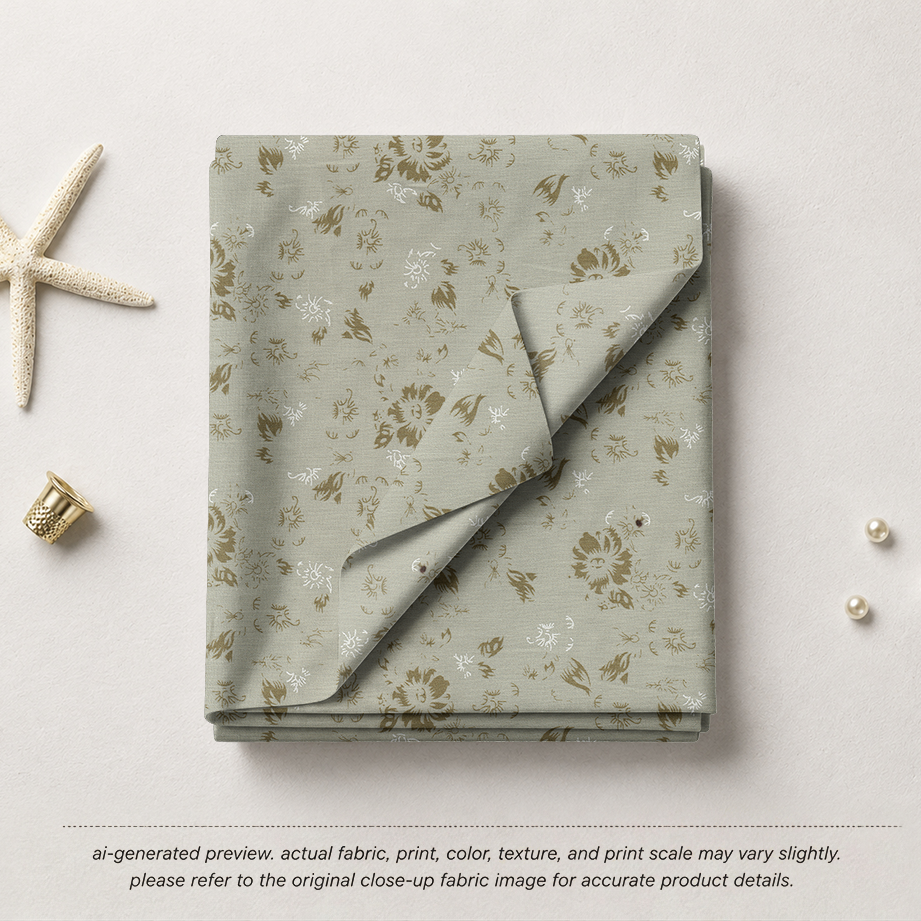 Sage Green Vintage Floral Print