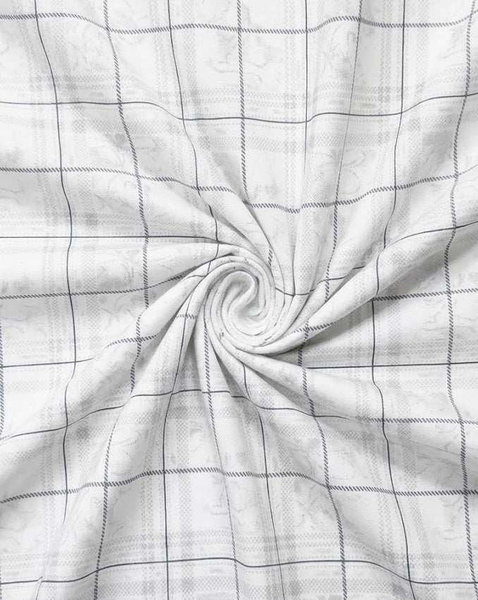 White & Grey Subtle Floral Check