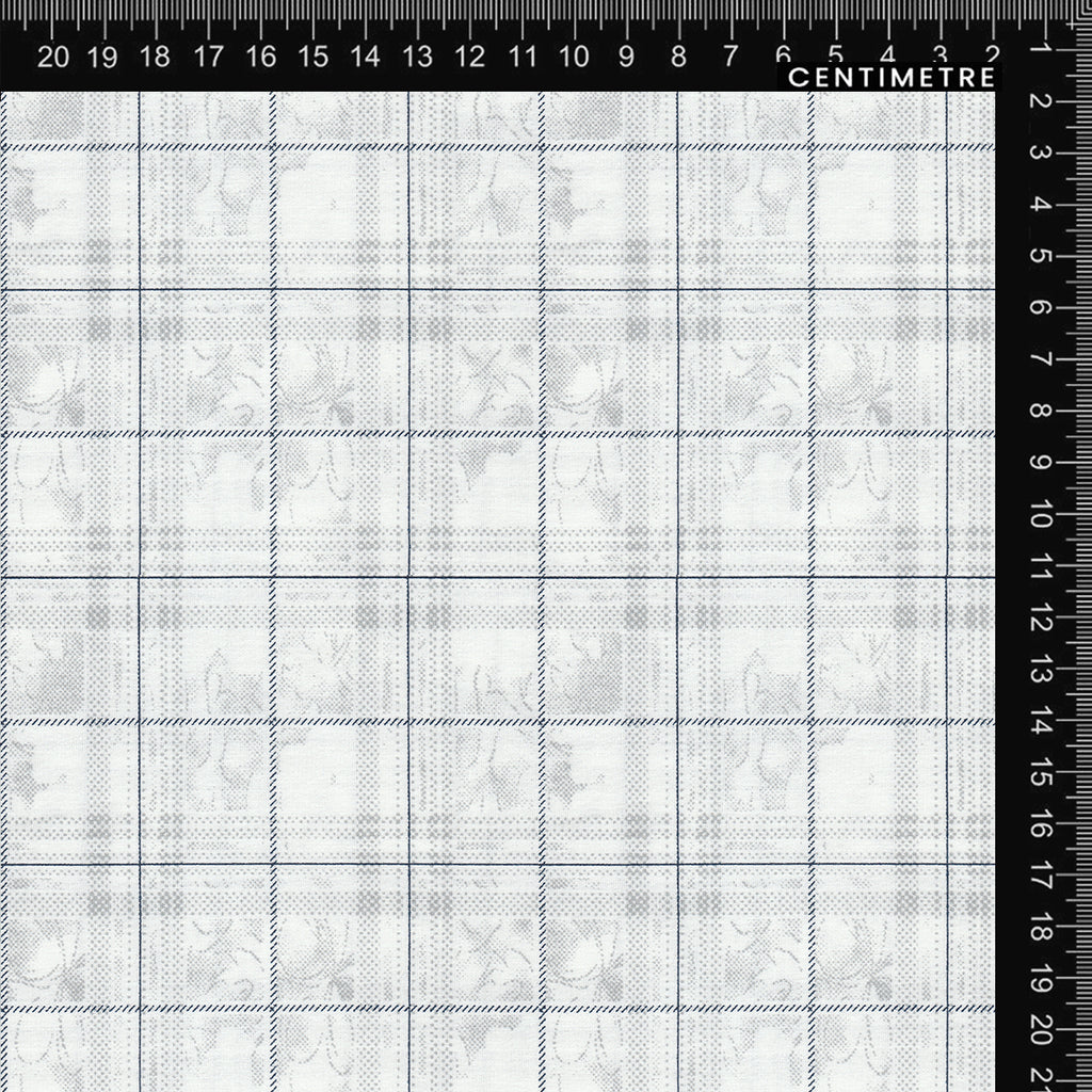 White & Grey Subtle Floral Check