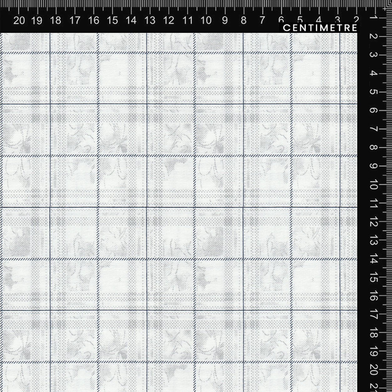 White & Grey Subtle Floral Check
