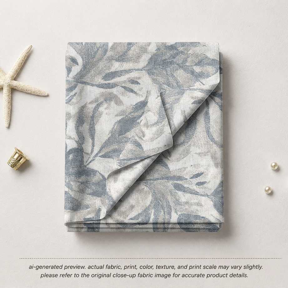 Dusty Blue Leafy Botanical Print