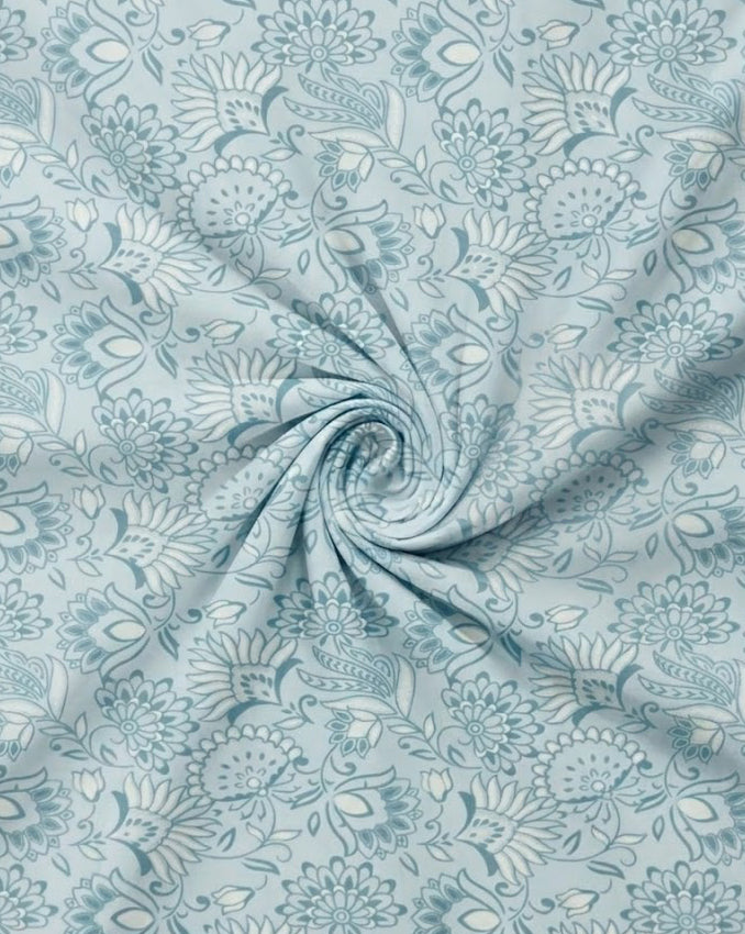 Powder Blue & Cream Paisley Floral