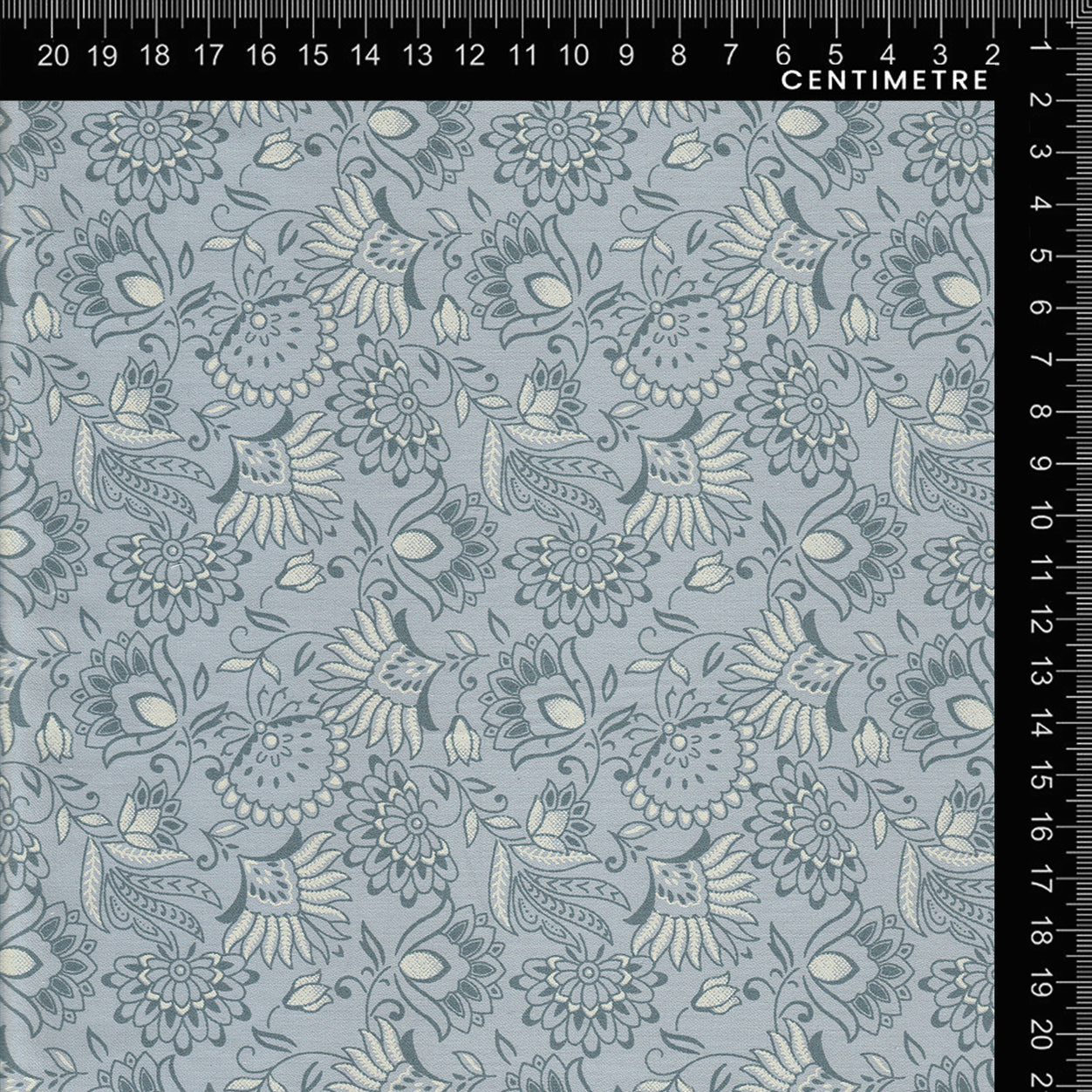 Powder Blue & Cream Paisley Floral