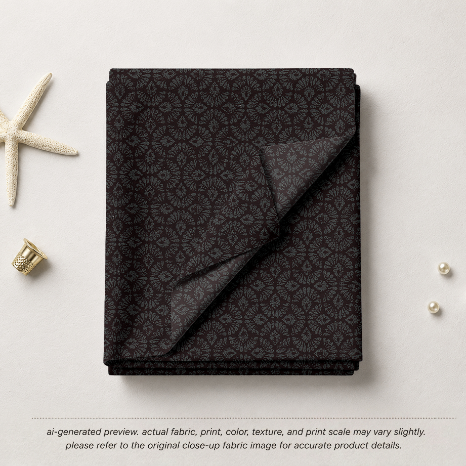 Dark Brown & Mint Floral Damask