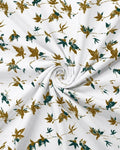 White Rust & Teal Autumn Leaf Print
