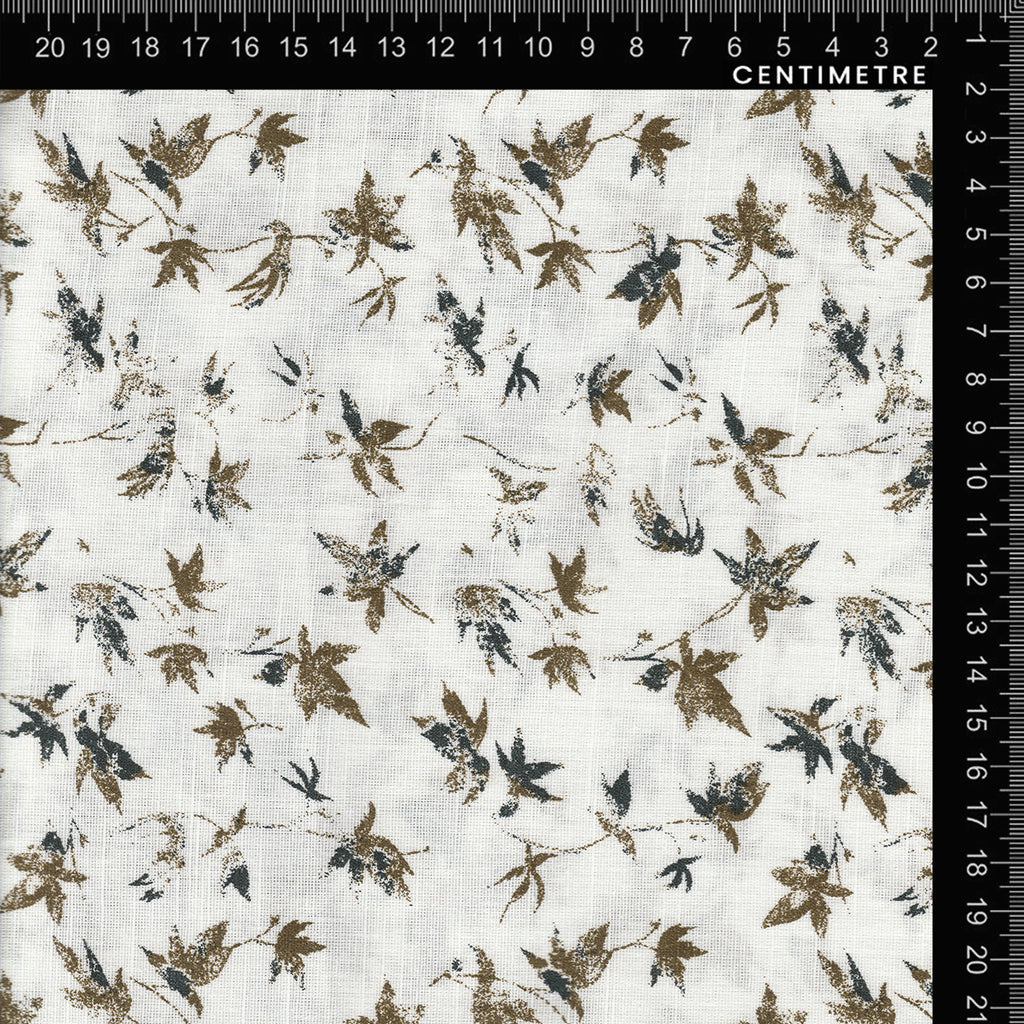 White Rust & Teal Autumn Leaf Print