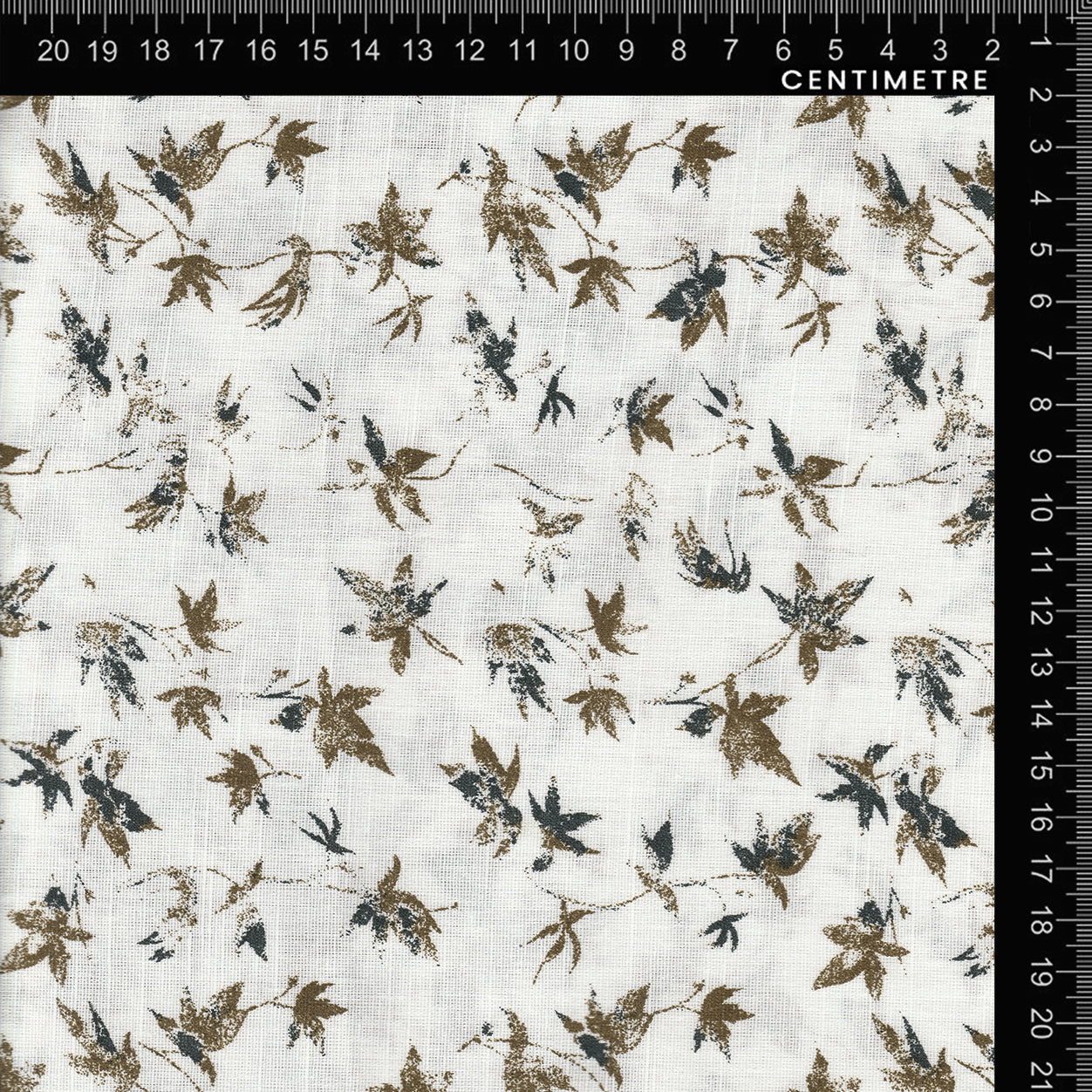 White Rust & Teal Autumn Leaf Print