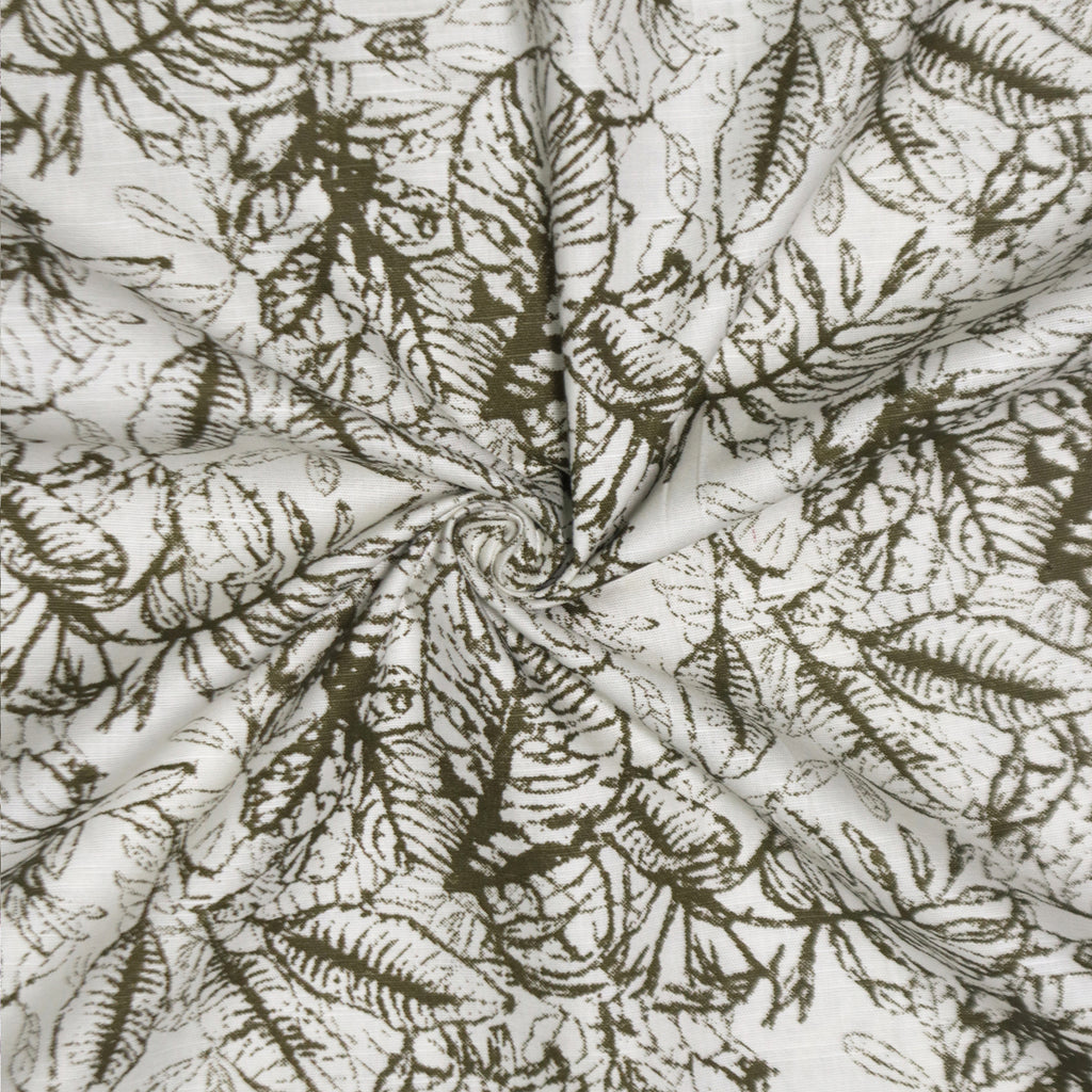 Olive Green Botanical Leaf Sketch