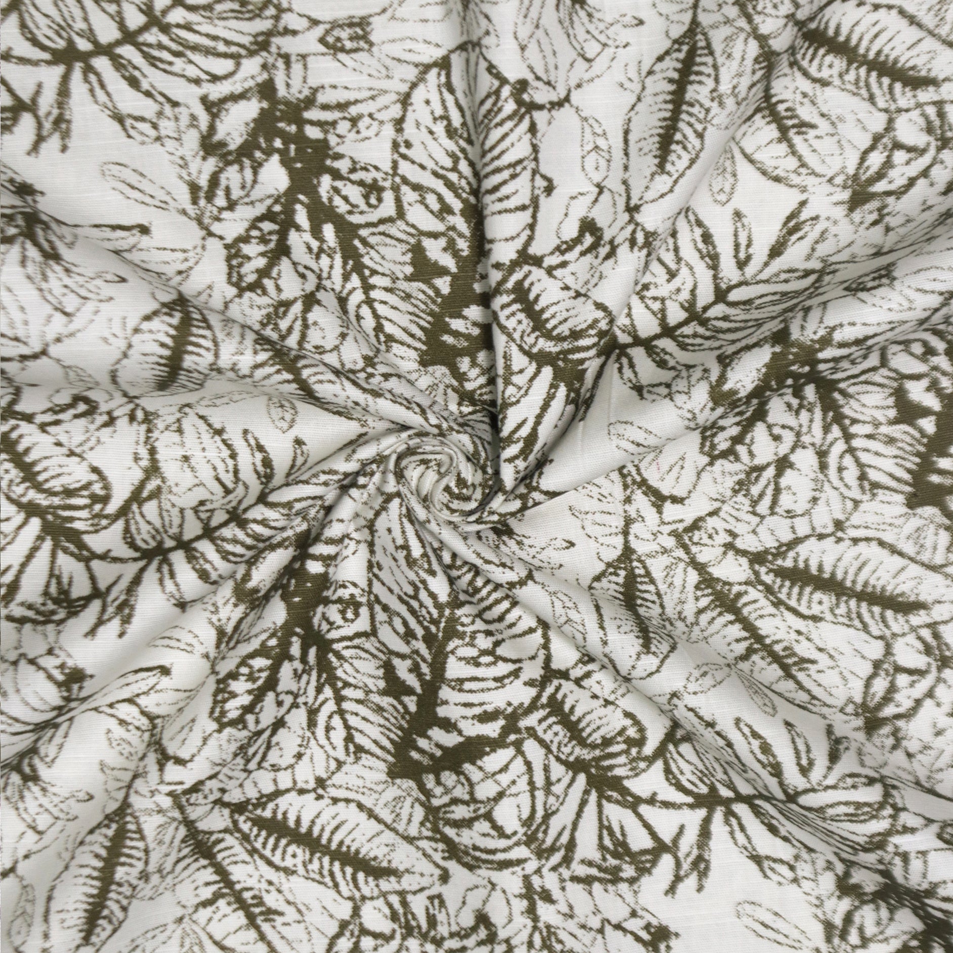 Olive Green Botanical Leaf Sketch
