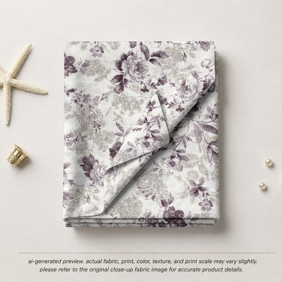 Vintage Plum Floral Toile