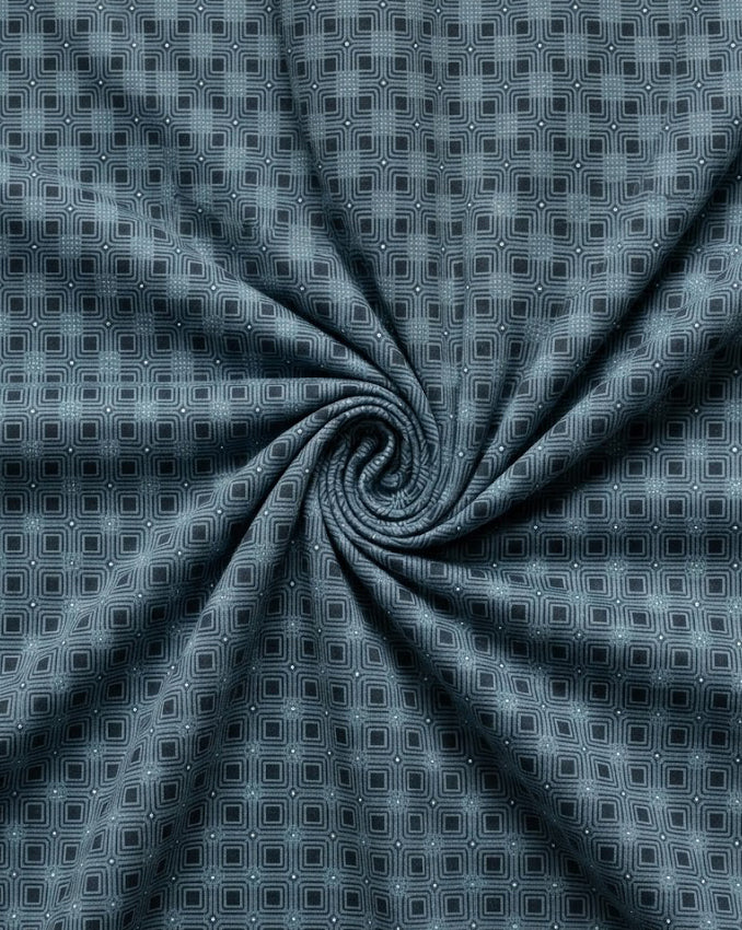 Slate Blue Geometric Lattice Cotton