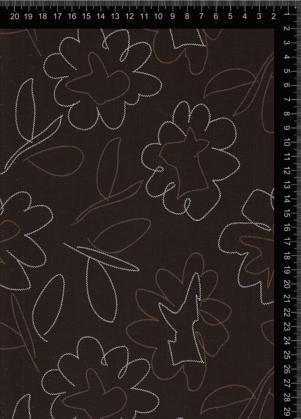 Brown Stitch Line Art Floral