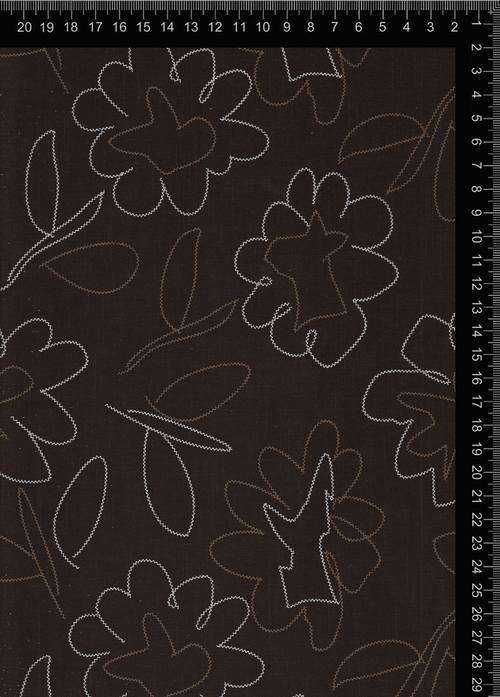 Brown Stitch Line Art Floral