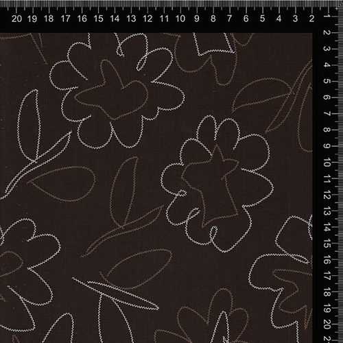 Brown Stitch Line Art Floral