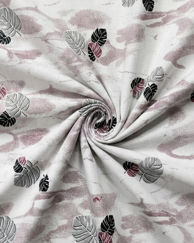 Dusty Rose & Monstera Leaf Abstract