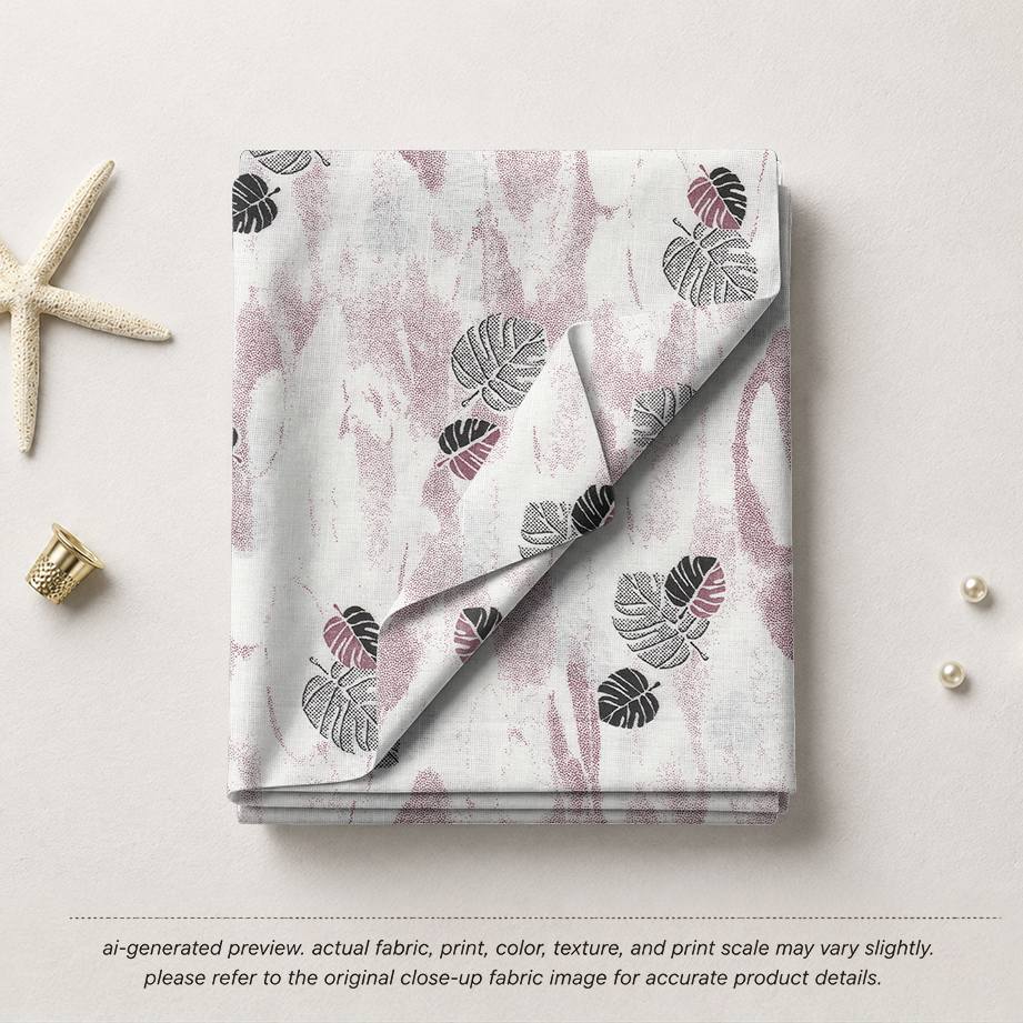 Dusty Rose & Monstera Leaf Abstract