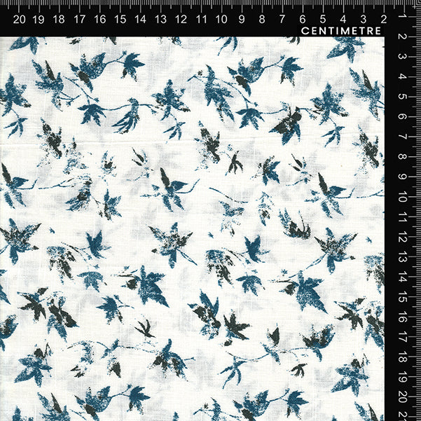 Indigo & White Distressed Leaf Print