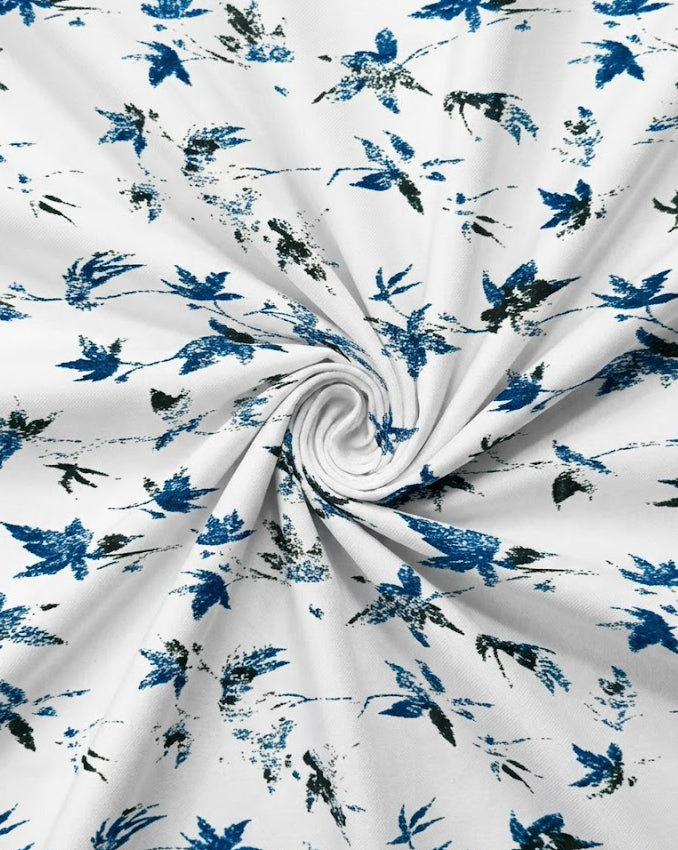 Indigo & White Distressed Leaf Print