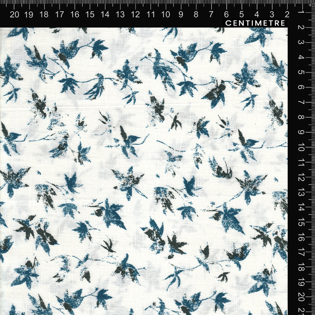 Indigo & White Distressed Leaf Print