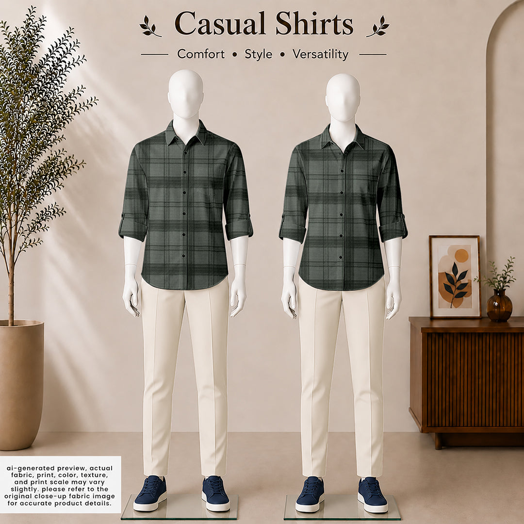 Charcoal & Light Grey Wide Check