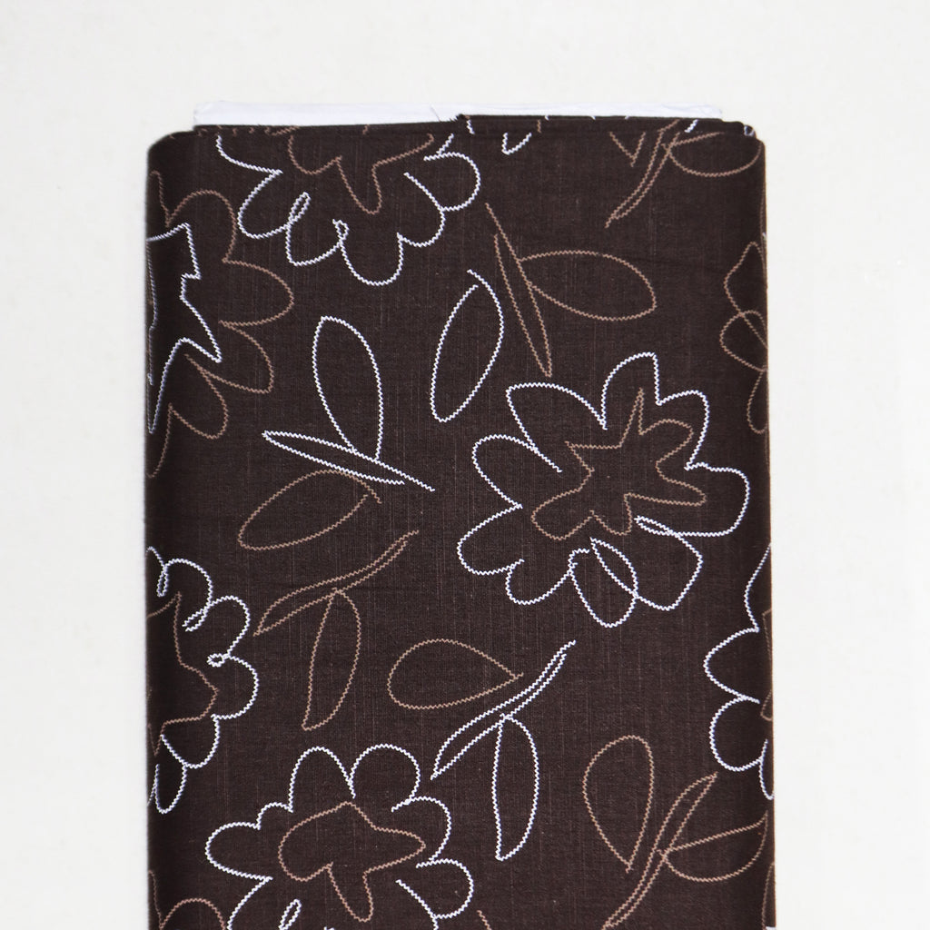 Brown Stitch Line Art Floral