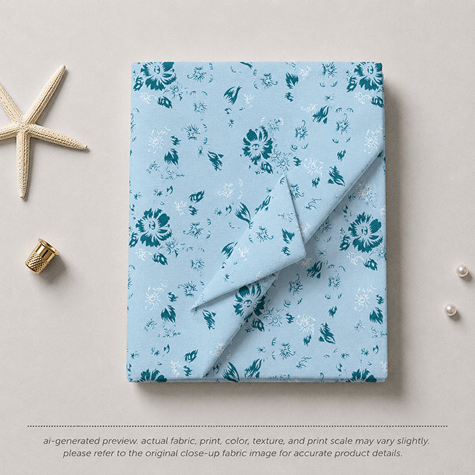 Powder Blue Ditsy Floral Print