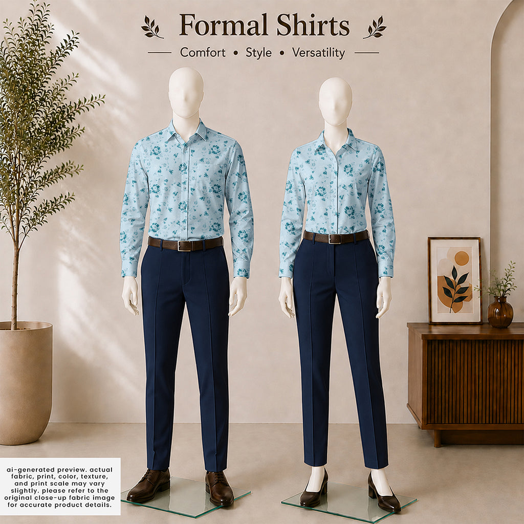 Powder Blue Ditsy Floral Print