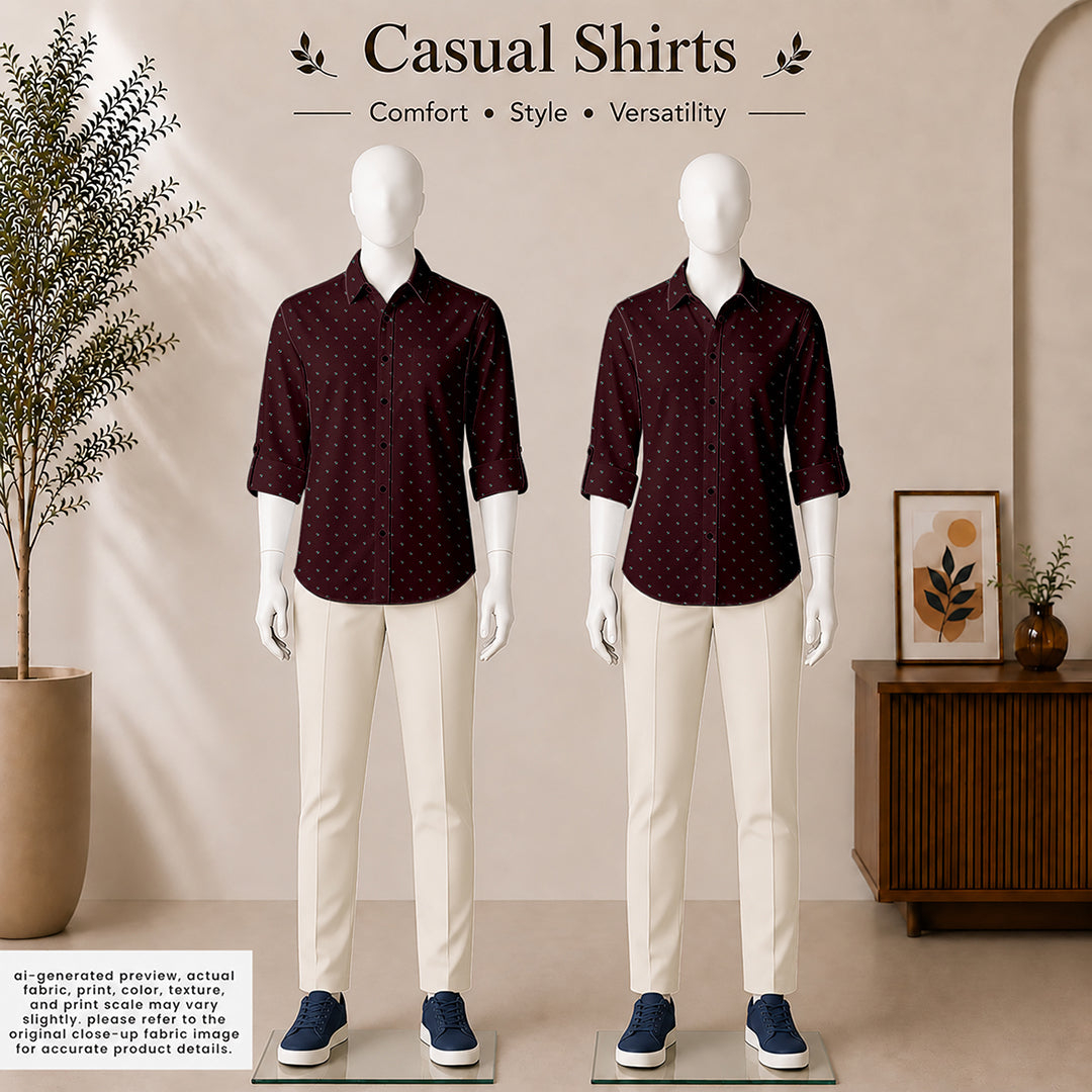 Burgundy Ditsy Dot Print