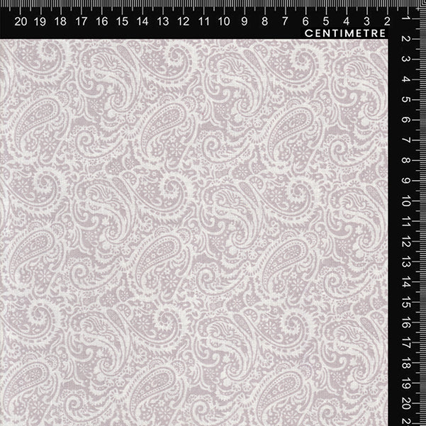 White & Silver Paisley Lace Print