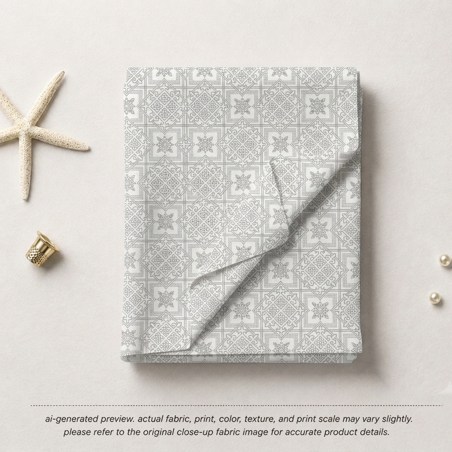 Grey & White Geometric Medallion Tile