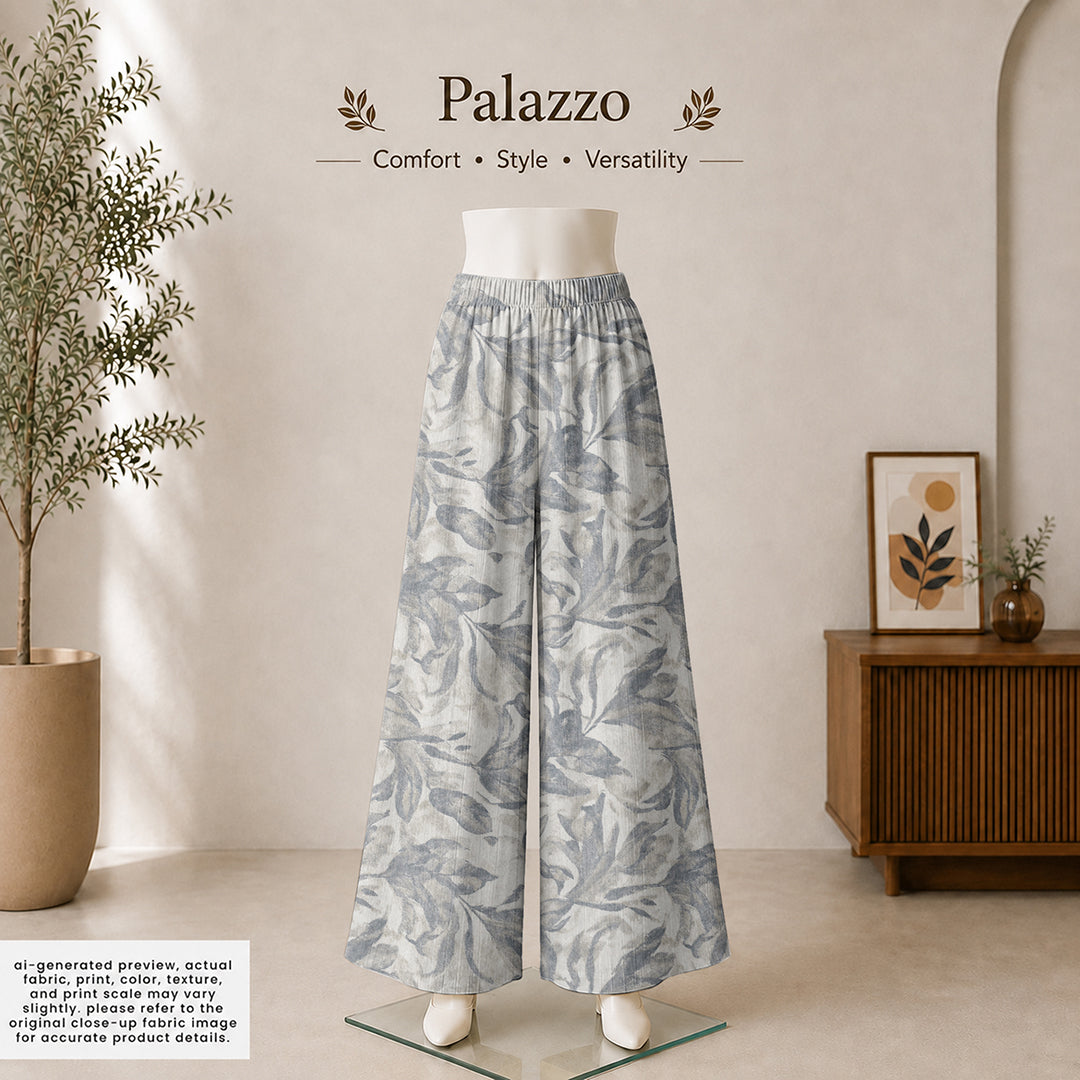 Dusty Blue Leafy Botanical Print