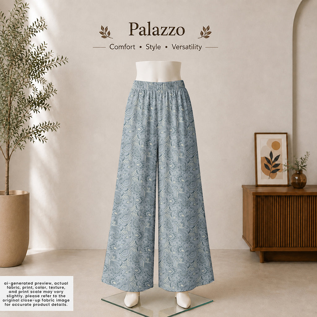 Powder Blue & Cream Paisley Floral