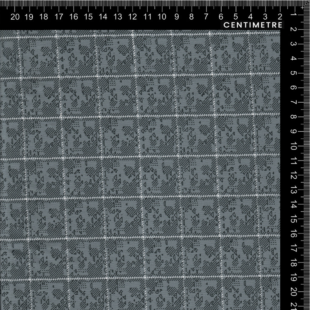 Steel Blue Pixel Check Cotton
