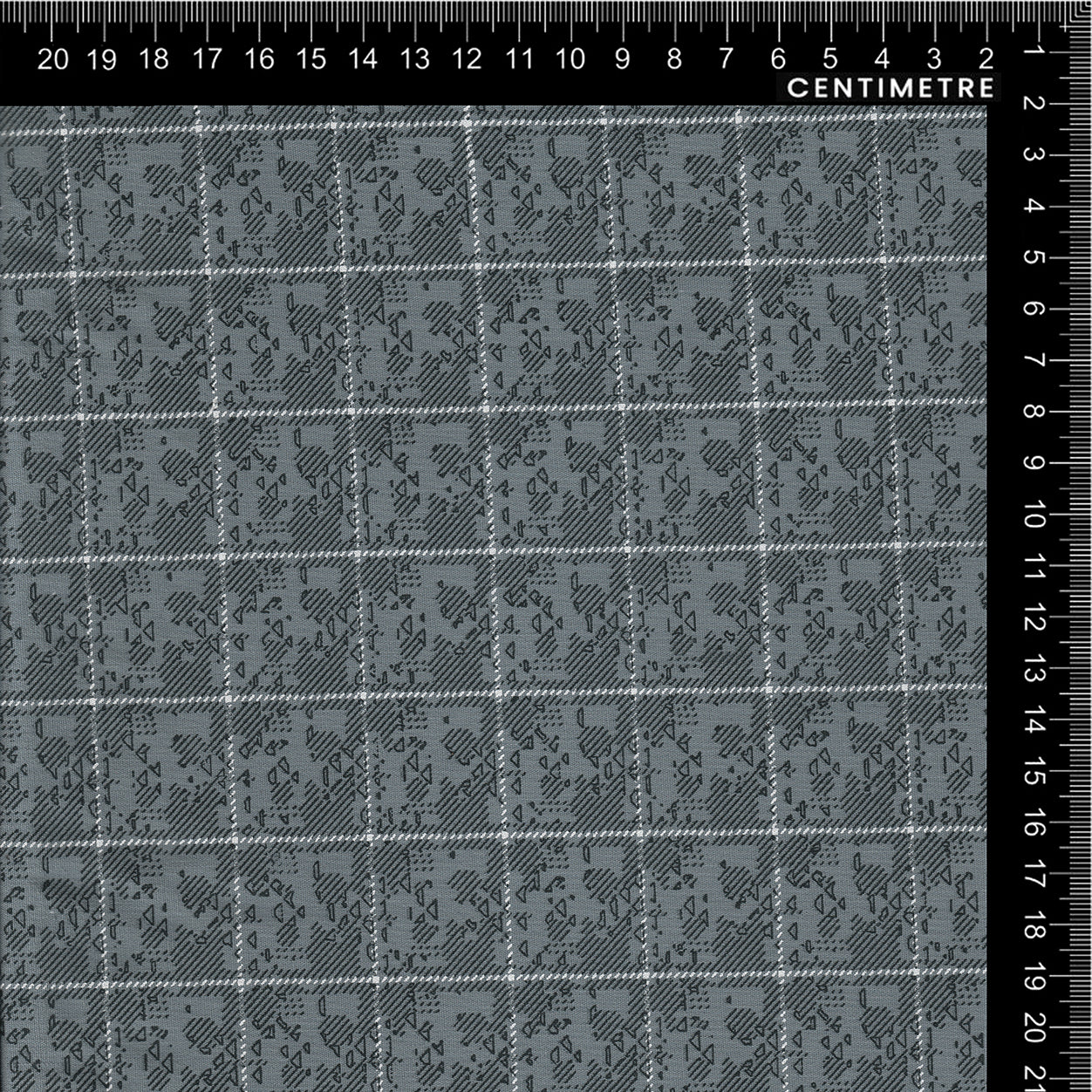 Steel Blue Pixel Check Cotton