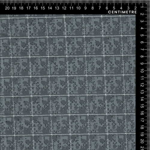 Steel Blue Pixel Check Cotton