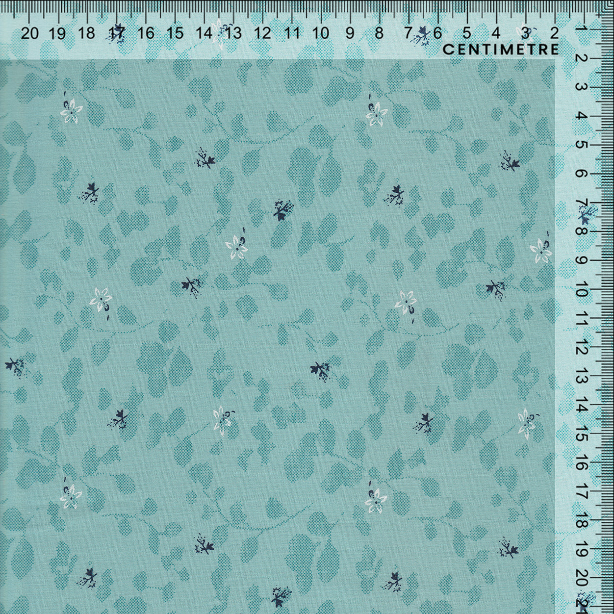 Aqua Ditsy Floral Vine