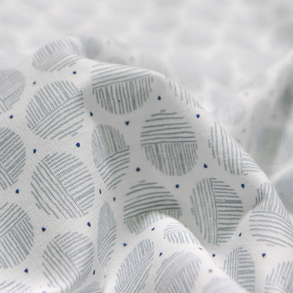 White & Grey Circle Grid Cotton