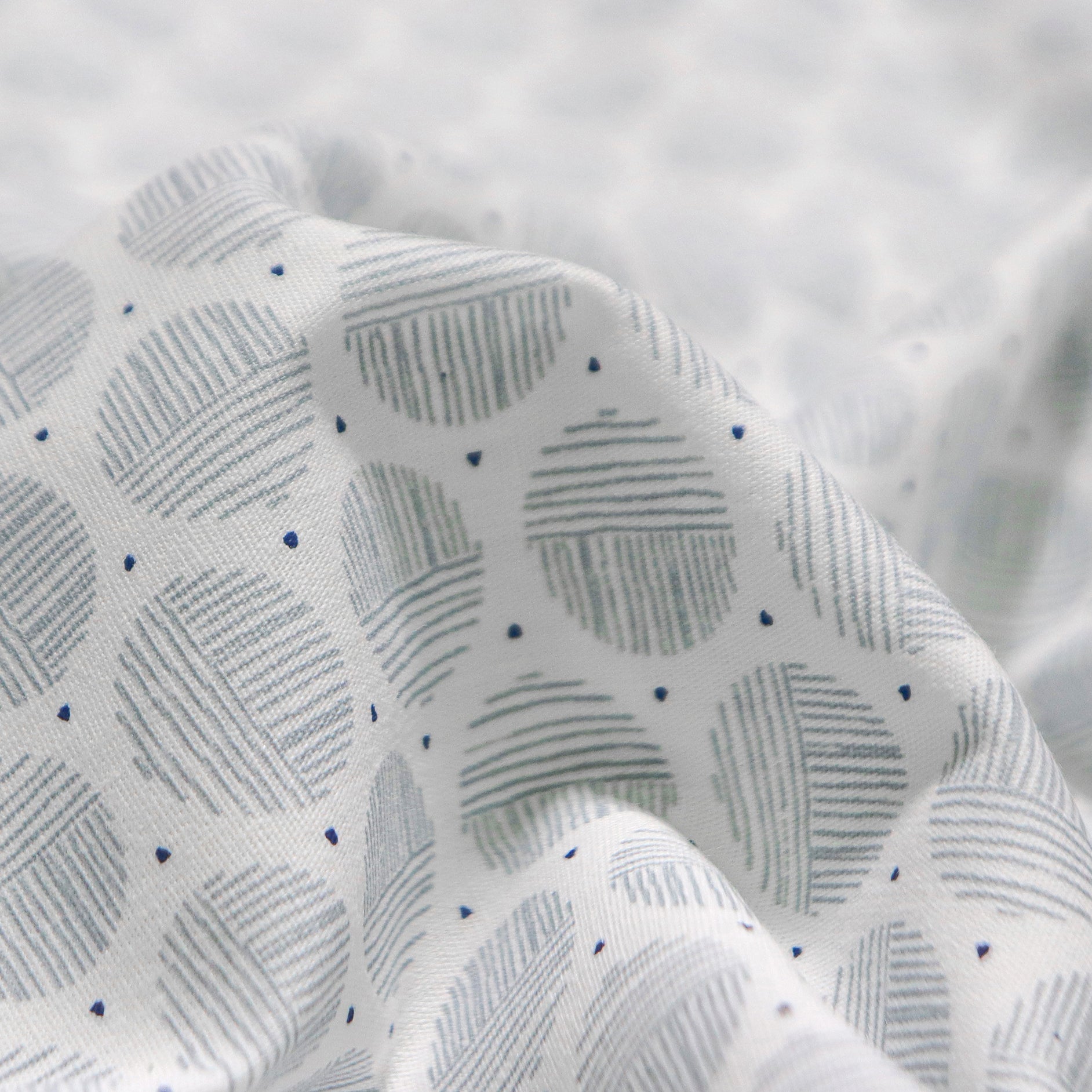 White & Grey Circle Grid Cotton
