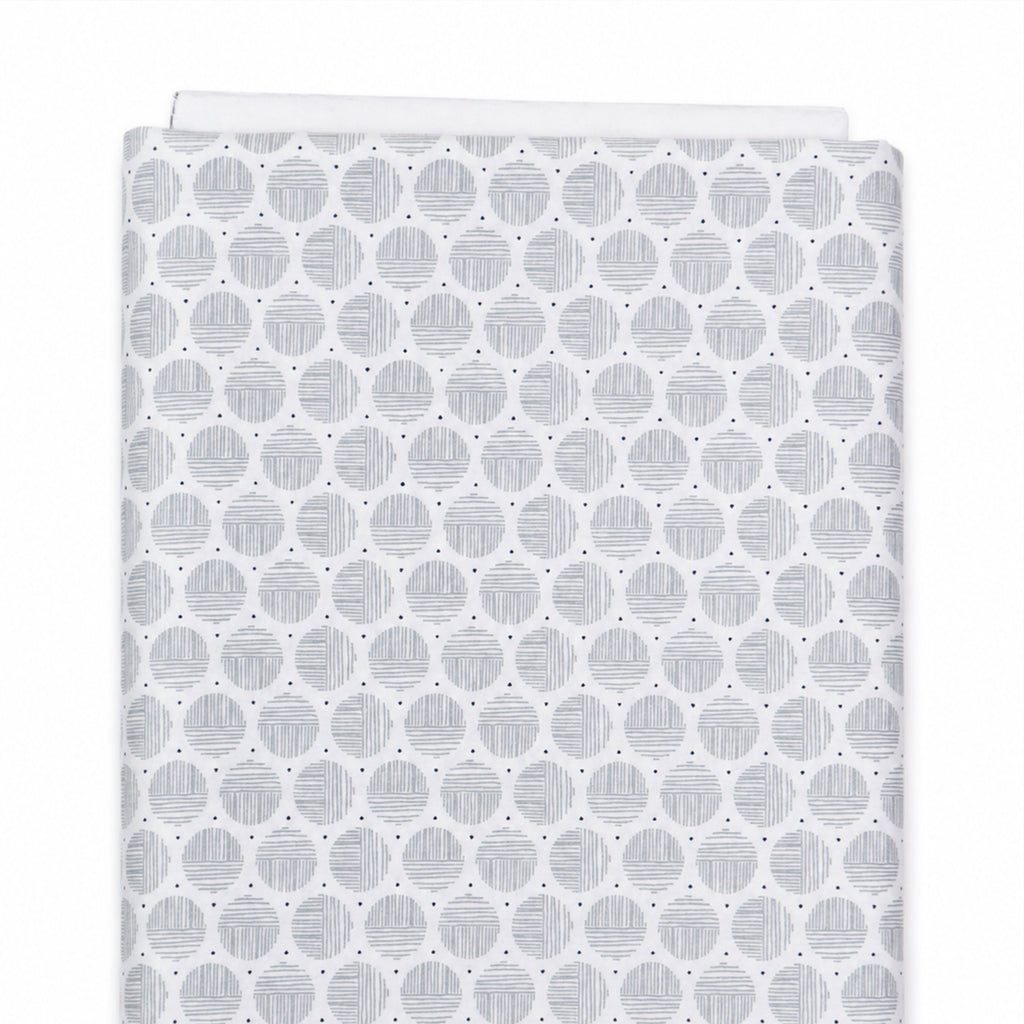 White & Grey Circle Grid Cotton