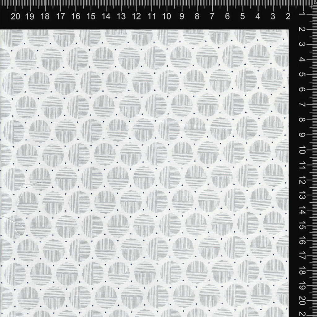 White & Grey Circle Grid Cotton