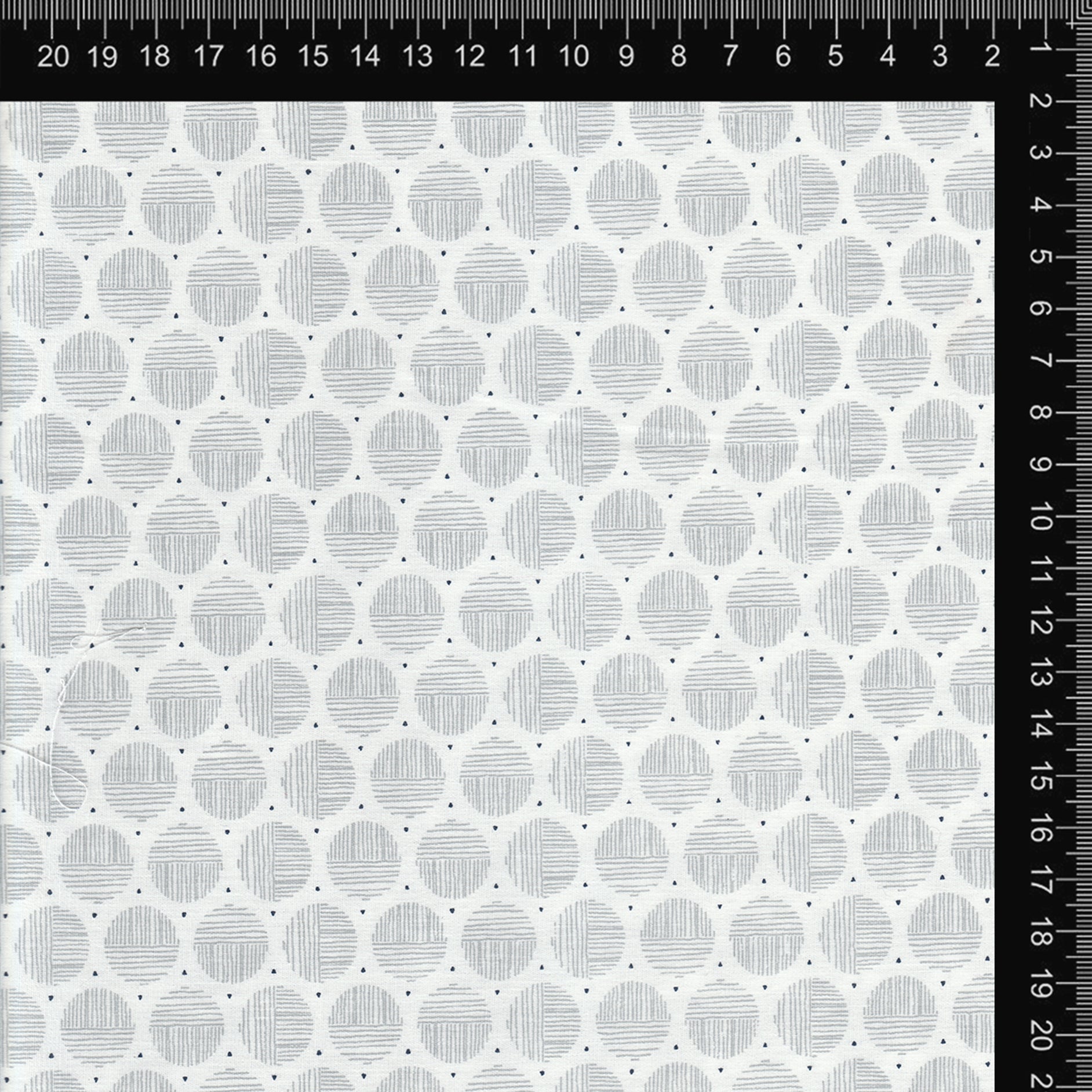 White & Grey Circle Grid Cotton