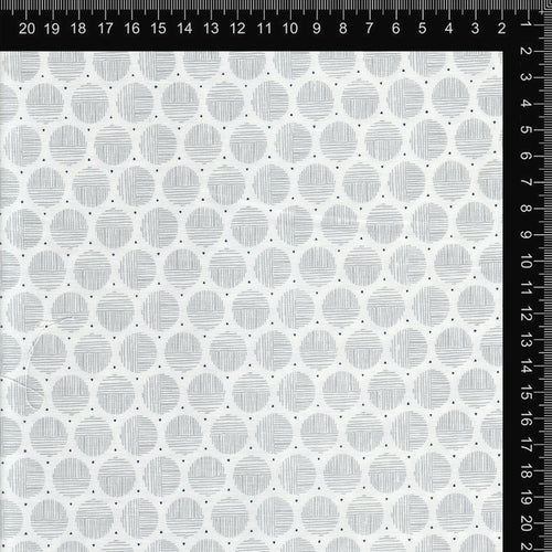 White & Grey Circle Grid Cotton