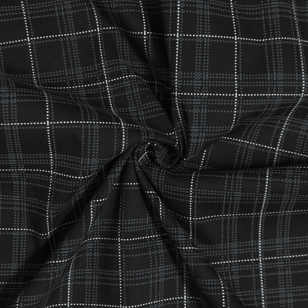 Black & Teal Dotted Windowpane Check