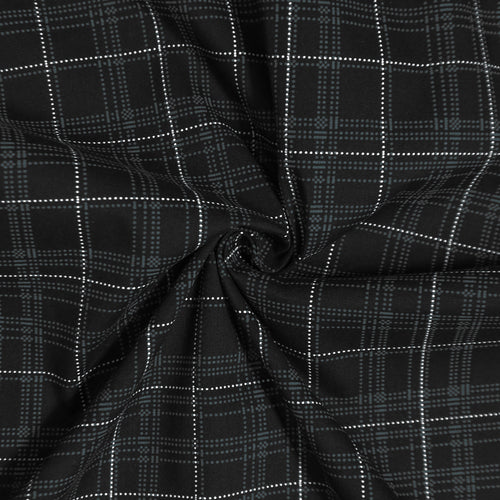 Black & Teal Dotted Windowpane Check